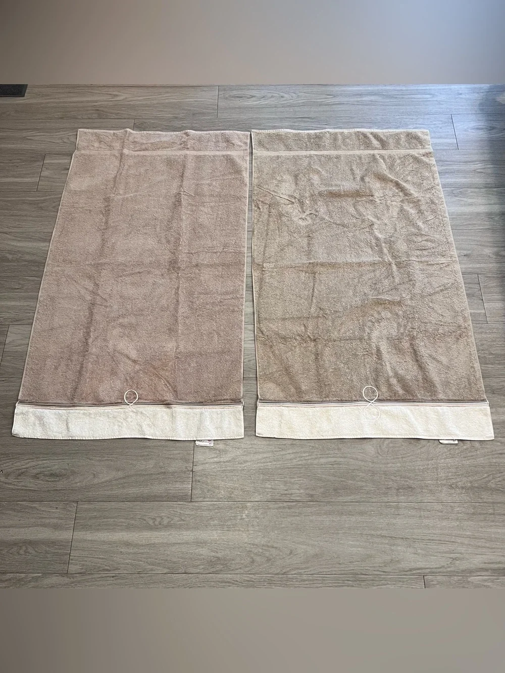 Vintage Fieldcrest Royal Velvet Bath Towels Set of 2 Taupe 100% Cotton USA